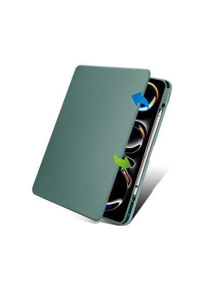 Apple Uyumlu iPad, Pro 13inç M4 2024 Kılıf Termik Kalem Bölmeli Dönebilen Standlı Kılıf A2925 A2926 A3007