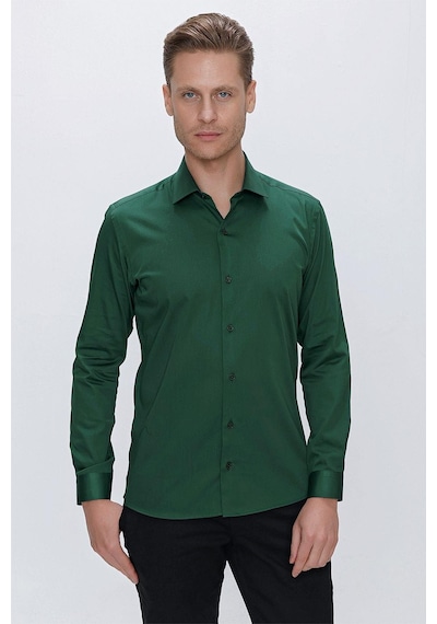 Efor Gk 669 Slim Fit Yeşil Klasik Gömlek Yeşil
