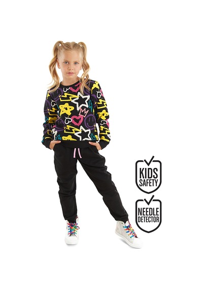 Denokids Mshb&g Street Style Kız Çocuk Eşofman Takımı - Siyah