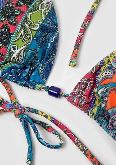 Mavi - Renkli Üçgen Bikini Üstü 1914064-28319 Çok Renkli