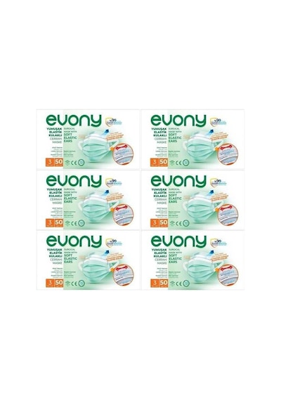 Evony Yumuşak Elastik Kulaklı Cerrahi Maske 300 Adet (50 x 6 Paket)