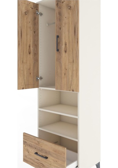 Hyperion Dolap 3 Raflı Tek Çekmeceli Tek Askılı 60x44x195 Aytaşı-çam Aytası