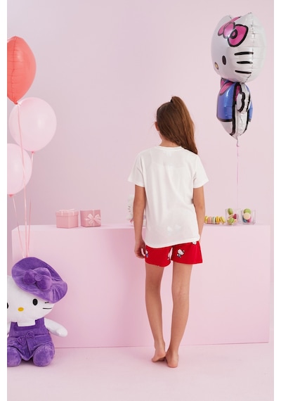 Siyah İnci Lisanslı %100 Pamuk Çok Renkli Bisklet Yaka Şort Pijama Takım Beyaz Siyah İnci Lisanslı %100 Pamuk Çok Renkli Bisklet Yaka Şort Pijama Takım Beyaz