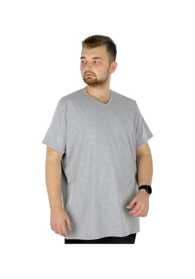 Mode Xl Büyük Beden T-Shirt V Yaka Likralı 20150 Grimelanj 001