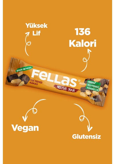 Fellas Meyve Bar - Yer Fıstığı ve Kakaolu 35g x 12 Adet