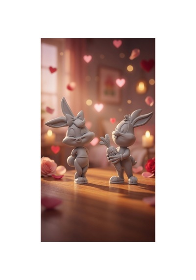 Bugs Bunny Tavşan Boyama Seti 6 Renk Akrilik + 2 Fırça Sevgili & Çocuk