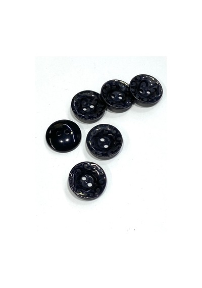 Trençkot Ceket Düğmesi Takımı / Desenli Üstten Delikli / Siyah / 2,3 Cm / 6 Lı Set