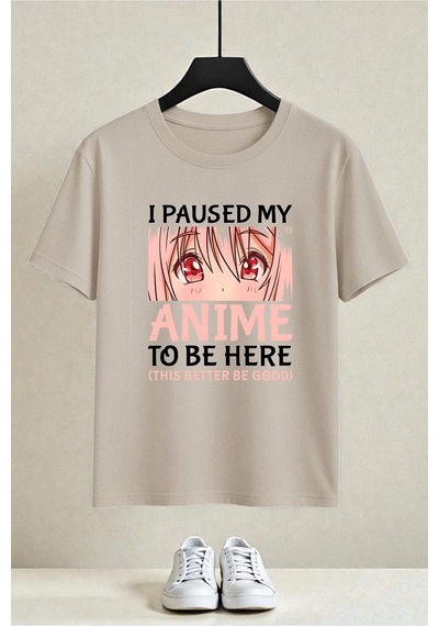 Uyguntarz Unisex My Anime Baskılı Tasarım Tshirt Bej
