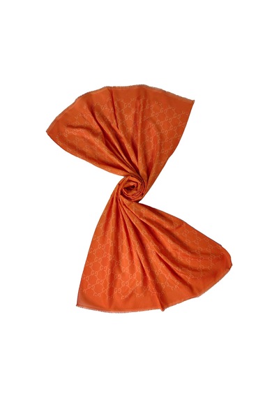 Mim Eşarp Işıl İpek - Pamuk Jakarlı G Desen Şal 75x190 Cm Oranj