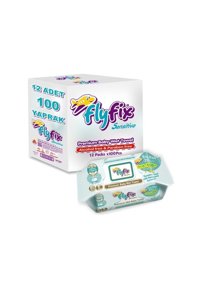 Flyfix Sensitive 12 Li 1200 Yaprak Saf Islak Mendil Bebek Havlusu