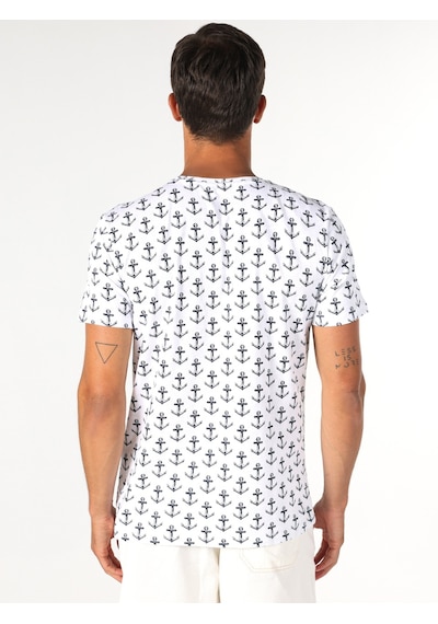 Colin'S Regular Fit Baskılı Beyaz Erkek Kısa Kol Tişört Cl1053562_Q1.V1_Wht