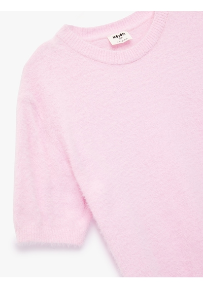 Koton Kısa Kollu Bisiklet Yaka Basic Triko Kazak Pembe 6wkg90108ht Gül