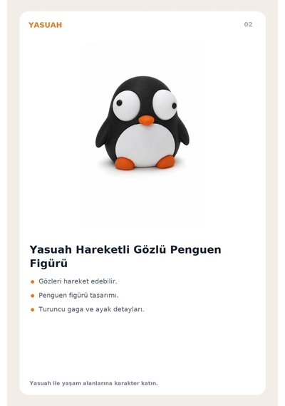 Yasuah Hareketli Gözlü Penguen Figürü