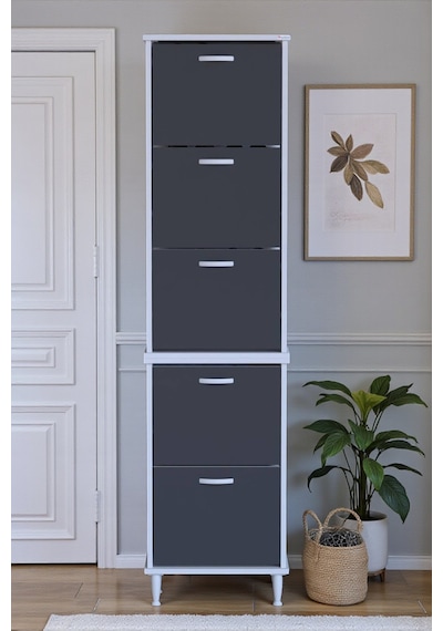 Eliusta Store Ayaklı Antrasit Ayakkabılık 52 Cm Kapı Önü/giyim Odası/antre Uyumlu Ayakkabılık 52x205x26 Cm Antrasit