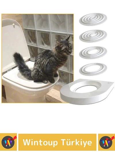 Wintoup Premium Kedi Klozet Alıştırma Kapağı Kum Kabı Wc Yavru Yetişkin Kedi Hijyenik Tuvalet Eğitim Seti