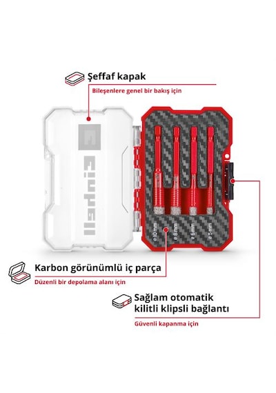 Einhell Beton Delici Elmas Taşlı Uç Seti 4 Parça - 49500404