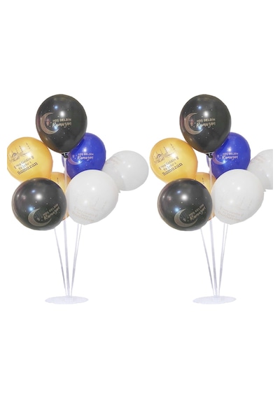 14 Hoşgeldin Ramazan Baskılı Balon 2 Balon Standı Ya Şehri Ramazan Konsept Balon Seti Mekan Oda Süsü Çok Renkli