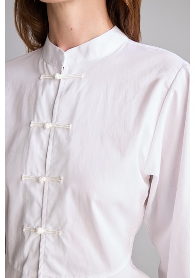 Defacto Fitted Hakim Yaka Peplum Poplin Uzun Kollu Gömlek I8193ax26auwt79 Beyaz-wt79
