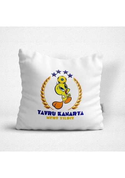 Kişiye Özel Yavru Kanarya Tasarımlı Beyaz Yastık - 3