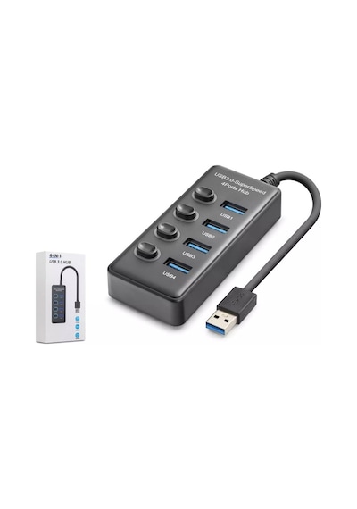 Hadron Hdx7048 Usb 2.0 Hub Anahtarlı 4 Port Çoklayıcı 480mbps - Siyah - 1 Adet