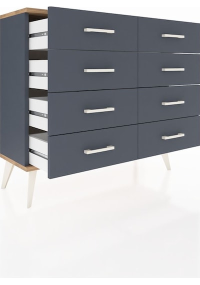 Arges Şifonyer 8 Çekmeceli 88x30x80 Antrasit-çam/antrasit Beyaz Arges Şifonyer 8 Çekmeceli 88x30x80 Antrasit-çam/antrasit Beyaz