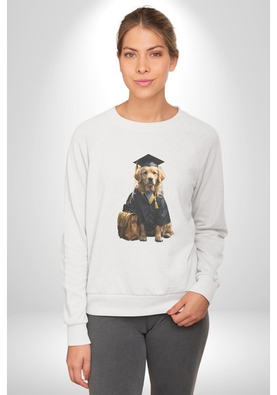 Okula Giden Öğrenci Golden Unisex Beyaz Baskılı Sweatshirt Beyaz