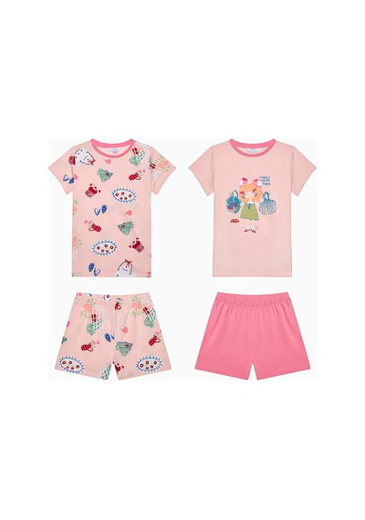 Penti Kız Çocuk Local Pamuklu Çok Renkli 2li Pijama Takımı Çok Renkli