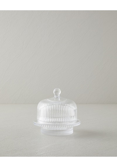 English Home Sweet Lines Cam Şekerlik 11,5x7,5x11,5 Cm Şeffaf