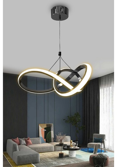 Düz 3 Renk Kardelen Model Beyaz- Sarı- Gün Işığı Modern Sarkıt Led Avize Siyah 3 Renk