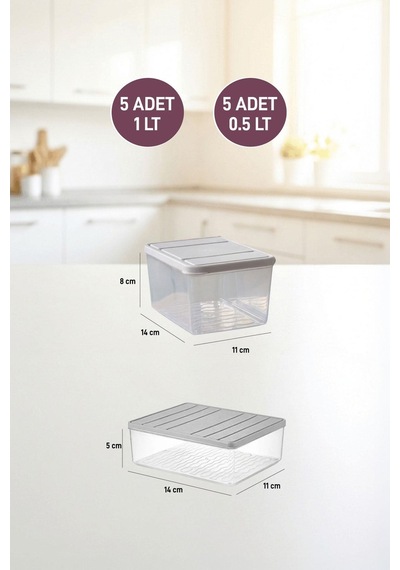 Selka Home 10'lu Yemek Taşıma Seti Açık Gri