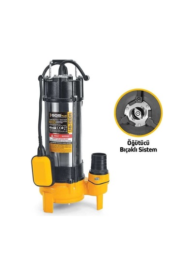 Sgs5376 - 17 Metre 2 Hp İnox Foseptik Dalgıç Pompa Parçalayıcı Öğütücü Bıçaklı 1500 Watt