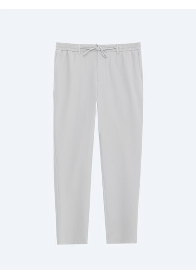Kip Gri Düz Dokuma Jogging Fit Casual Pantolon Gri