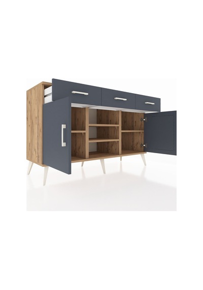 Hyperion Konsol 4 Raflı 3 Çekmeceli 2 Kapaklı 132x44x83 Çam-antrasit Antrasit Hyperion Konsol 4 Raflı 3 Çekmeceli 2 Kapaklı 132x44x83 Çam-antrasit Antrasit