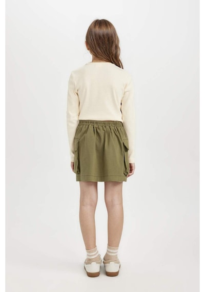 DeFacto Kız Çocuk Pile Detaylı Cepli Gabardin Etek D3212A824WNKH262 Haki