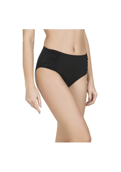 Endeep Kadın Büzgülü Kalın Kenarlı Siyah Bikini Altı Siyah