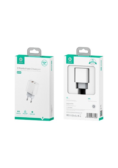 Dvıp N30 20 W Type-C PD + USBA Quick Charger Çift Çıkışlı Şarj Cihazı
