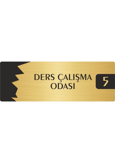 Metal Departman Kapı İsimliği, Yönlendirme Levhası Ders Çalışma Odası 5 7x20 Cm Altın Renk