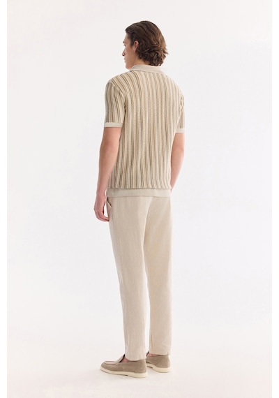 Avva Erkek Bej Polo Yaka Düğmesiz %100 Pamuk Soft Touch Regular Fit Triko T-shirt A61y5025