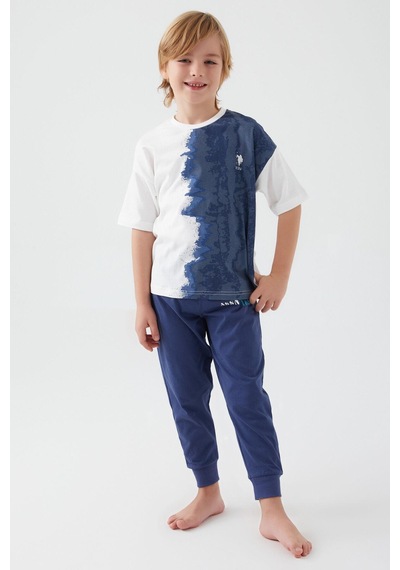 U.S. Polo Assn. 1339 Garson İntense Creams Erkek Çocuk Kısa Kol Pijama Takım 001