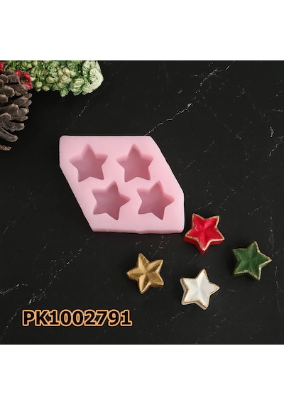 Pk1002791 - Silikon Kalıp Mum Kalıbı - 4'lü Mini Yıldızlar Renksiz