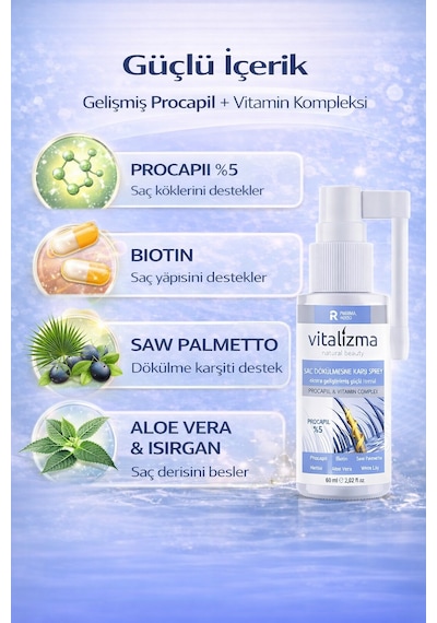 Vitalizma Saç Dökülmesine Karşı %5 Procapil Sprey 60 ML