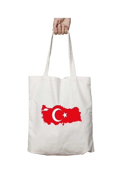 Art Hediye Türkiye Haritası İki Tarafı Kalıcı Baskılı Yıkanabilir Okul Plaj Omuz Bez Çantası Çok Renkli