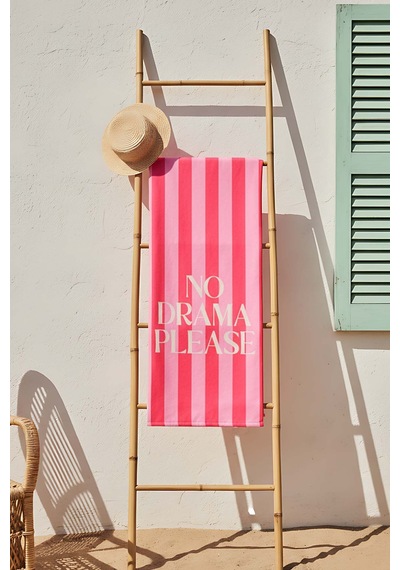 No Drama Please Çizgili Plaj Havlusu 70x150 Cm Pembe
