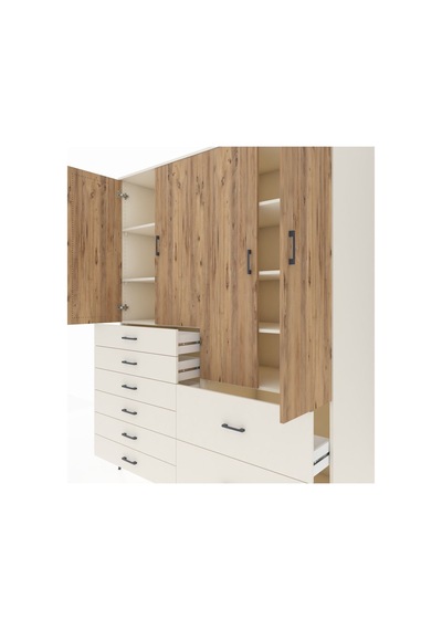 Kronos Gardrop 7 Raflı 8 Çekmeceli 4 Kapaklı 176x59x221 Aytaşı-çam/aytaşı Çam/aytaşı