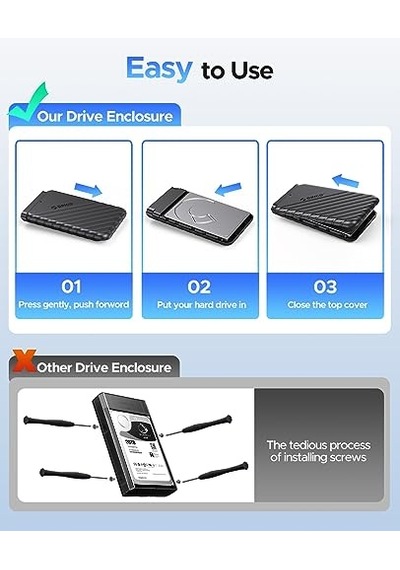 2.5 Inç Hdd Ssd Harici Slim Harddisk Kutusu 2020u3-bk Siyah