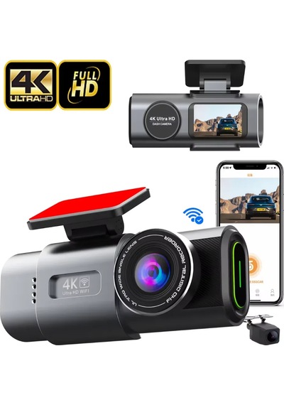 Antcam V309 4k+1080p Çift Kameralı 170 Geniş Açılı Wifi Gps Gece Görüşlü Araç İçi Kamera