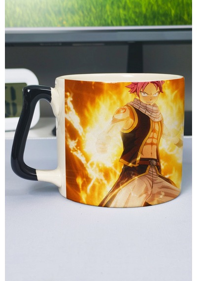 Fairy Tail Anime Baskılı Seramik Lüks Kupa 1 Adet Özel Siyah Kulp Dalga Kulp V1d Çok Renkli