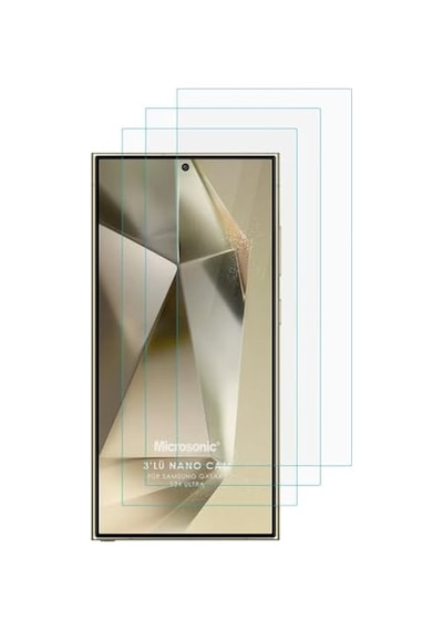 Ayrex Samsung Galaxy S24 Ultra Screen Protector Nano Glass Cam Ekran Koruyucu 3 Lü Paket Galaxy S24 Ultra İle Uyumlu