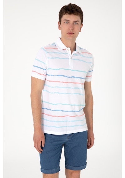 U.S. Polo Assn. Erkek Regular Fit Polo Yaka Beyaz Çizgili Tişört 50299642-VR013 U.S. Polo Assn. Erkek Regular Fit Polo Yaka Beyaz Çizgili Tişört 50299642-VR013