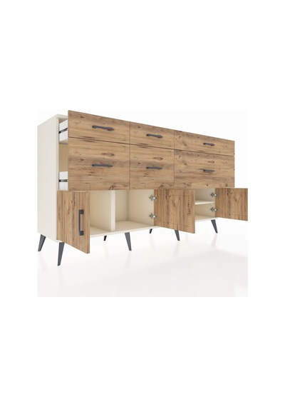 Kronos Konsol Tek Raflı 6 Çekmeceli 4 Kapaklı 176x59x99 Aytaşı-ça Aytaşı-çam